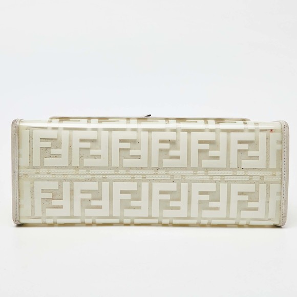 FENDI Transparent/Off White Zucca PVC and Leather Small Runaway Shopper Tote - Picture 6 of 8